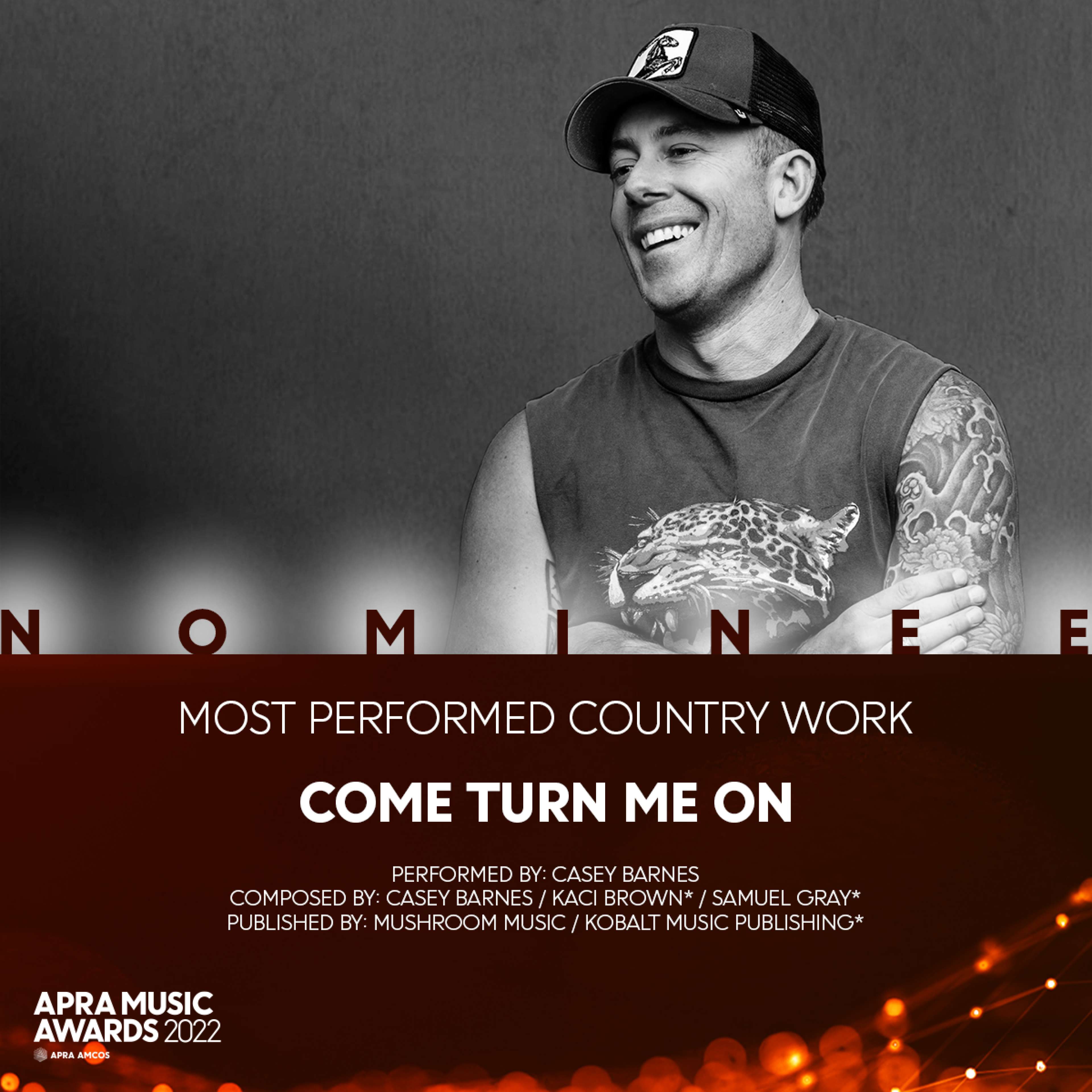 Casey Barnes APRA Music Awards Nomination