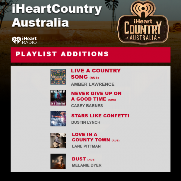 iHeart Country add: Amber Lawrence, Casey Barnes, Dustin Lynch, Lane Pittman & Melanie Dyer ATB