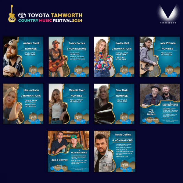 Varrasso PR secure 22 nominations for the 52nd Toyota Golden Guitar Awards