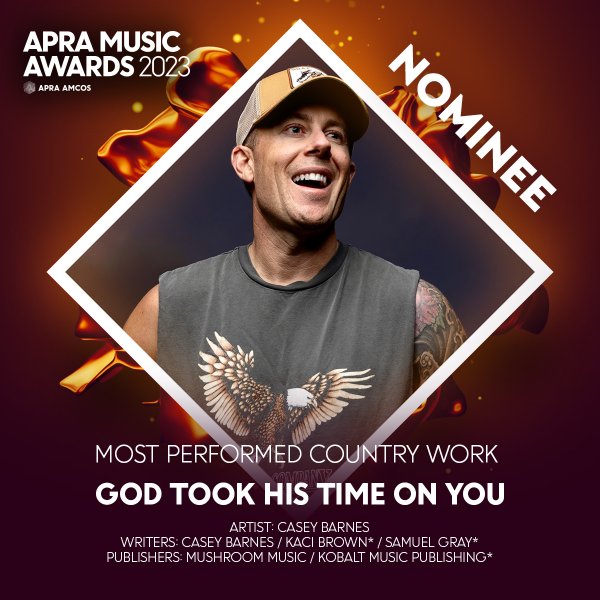 Casey Barnes APRA Music Awards Nomination 